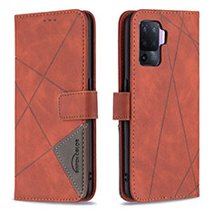 Custodia Portafoglio In Pelle Cover con Supporto B08F per Oppo Reno5 Lite Arancione