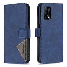 Custodia Portafoglio In Pelle Cover con Supporto B08F per Oppo Reno6 Lite Blu