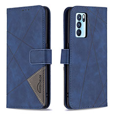 Custodia Portafoglio In Pelle Cover con Supporto B08F per Oppo Reno6 Pro 5G India Blu