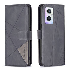 Custodia Portafoglio In Pelle Cover con Supporto B08F per Oppo Reno8 Z 5G Nero