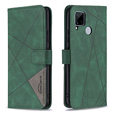 Custodia Portafoglio In Pelle Cover con Supporto B08F per Realme 7i RMX2193 Verde