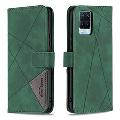 Custodia Portafoglio In Pelle Cover con Supporto B08F per Realme 8 4G Verde