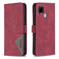 Custodia Portafoglio In Pelle Cover con Supporto B08F per Realme C12 Rosso