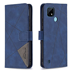 Custodia Portafoglio In Pelle Cover con Supporto B08F per Realme C21 Blu