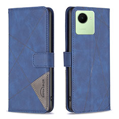 Custodia Portafoglio In Pelle Cover con Supporto B08F per Realme C30 Blu