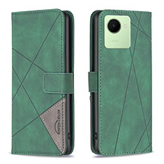 Custodia Portafoglio In Pelle Cover con Supporto B08F per Realme C30 Verde