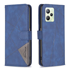 Custodia Portafoglio In Pelle Cover con Supporto B08F per Realme C35 Blu