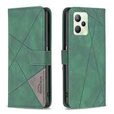 Custodia Portafoglio In Pelle Cover con Supporto B08F per Realme Narzo 50A Prime Verde