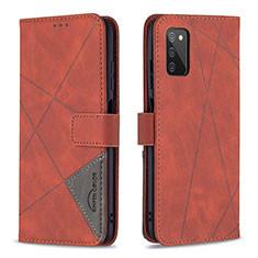 Custodia Portafoglio In Pelle Cover con Supporto B08F per Samsung Galaxy A02s Arancione