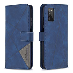 Custodia Portafoglio In Pelle Cover con Supporto B08F per Samsung Galaxy A02s Blu