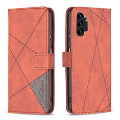 Custodia Portafoglio In Pelle Cover con Supporto B08F per Samsung Galaxy A13 4G Arancione