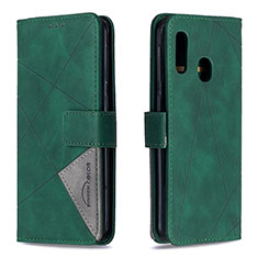 Custodia Portafoglio In Pelle Cover con Supporto B08F per Samsung Galaxy A20e Verde