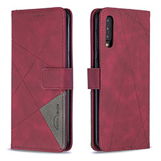 Custodia Portafoglio In Pelle Cover con Supporto B08F per Samsung Galaxy A30S Rosso