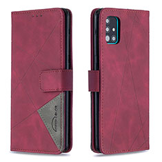 Custodia Portafoglio In Pelle Cover con Supporto B08F per Samsung Galaxy A51 5G Rosso