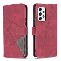 Custodia Portafoglio In Pelle Cover con Supporto B08F per Samsung Galaxy A53 5G Rosso