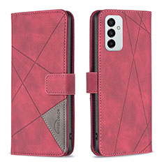 Custodia Portafoglio In Pelle Cover con Supporto B08F per Samsung Galaxy F23 5G Rosso