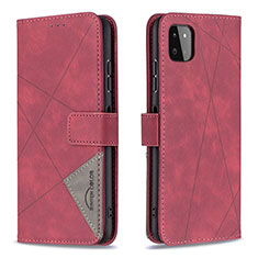 Custodia Portafoglio In Pelle Cover con Supporto B08F per Samsung Galaxy F42 5G Rosso