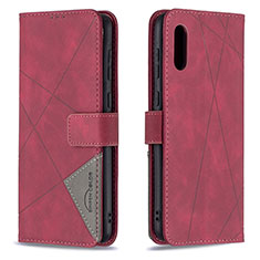 Custodia Portafoglio In Pelle Cover con Supporto B08F per Samsung Galaxy M02 Rosso