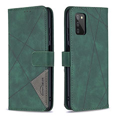 Custodia Portafoglio In Pelle Cover con Supporto B08F per Samsung Galaxy M02s Verde