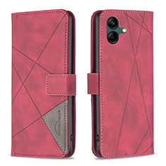 Custodia Portafoglio In Pelle Cover con Supporto B08F per Samsung Galaxy M04 Rosso