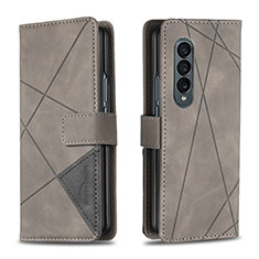 Custodia Portafoglio In Pelle Cover con Supporto B08F per Samsung Galaxy Z Fold4 5G Grigio