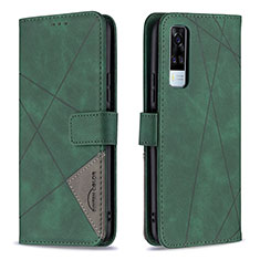 Custodia Portafoglio In Pelle Cover con Supporto B08F per Vivo Y51A Verde