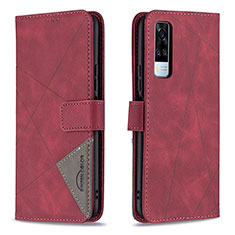 Custodia Portafoglio In Pelle Cover con Supporto B08F per Vivo Y53s 4G Rosso