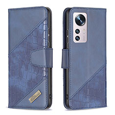 Custodia Portafoglio In Pelle Cover con Supporto B08F per Xiaomi Mi 12X 5G Blu