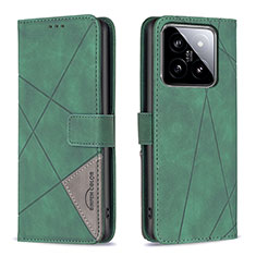 Custodia Portafoglio In Pelle Cover con Supporto B08F per Xiaomi Mi 14 Pro 5G Verde