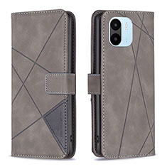 Custodia Portafoglio In Pelle Cover con Supporto B08F per Xiaomi Poco C50 Grigio