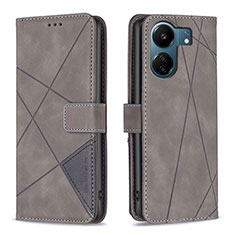 Custodia Portafoglio In Pelle Cover con Supporto B08F per Xiaomi Poco C65 Grigio