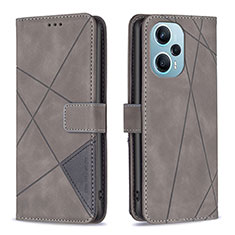 Custodia Portafoglio In Pelle Cover con Supporto B08F per Xiaomi Poco F5 5G Grigio