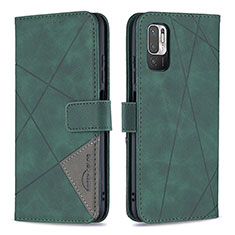 Custodia Portafoglio In Pelle Cover con Supporto B08F per Xiaomi POCO M3 Pro 5G Verde