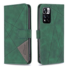 Custodia Portafoglio In Pelle Cover con Supporto B08F per Xiaomi Poco X4 NFC Verde