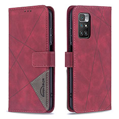 Custodia Portafoglio In Pelle Cover con Supporto B08F per Xiaomi Redmi 10 (2022) Rosso