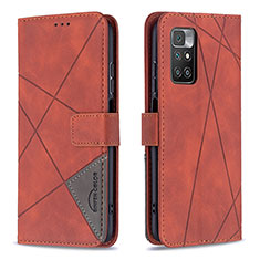 Custodia Portafoglio In Pelle Cover con Supporto B08F per Xiaomi Redmi 10 4G Arancione