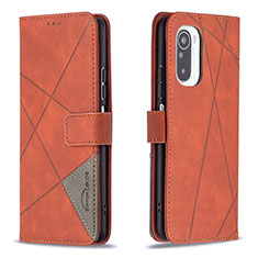 Custodia Portafoglio In Pelle Cover con Supporto B08F per Xiaomi Redmi K40 Pro 5G Arancione