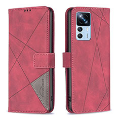 Custodia Portafoglio In Pelle Cover con Supporto B08F per Xiaomi Redmi K50 Ultra 5G Rosso