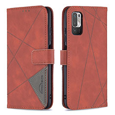 Custodia Portafoglio In Pelle Cover con Supporto B08F per Xiaomi Redmi Note 10 5G Arancione