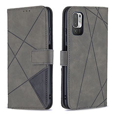 Custodia Portafoglio In Pelle Cover con Supporto B08F per Xiaomi Redmi Note 10 5G Grigio