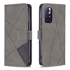 Custodia Portafoglio In Pelle Cover con Supporto B08F per Xiaomi Redmi Note 11 5G Grigio