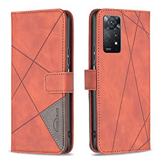 Custodia Portafoglio In Pelle Cover con Supporto B08F per Xiaomi Redmi Note 11 Pro 4G Arancione
