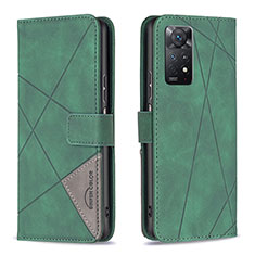 Custodia Portafoglio In Pelle Cover con Supporto B08F per Xiaomi Redmi Note 11 Pro 5G Verde