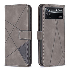 Custodia Portafoglio In Pelle Cover con Supporto B08F per Xiaomi Redmi Note 11E Pro 5G Grigio