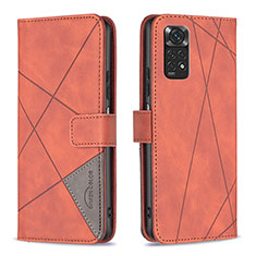 Custodia Portafoglio In Pelle Cover con Supporto B08F per Xiaomi Redmi Note 11S 4G Arancione