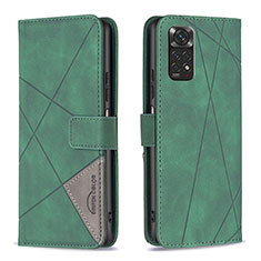 Custodia Portafoglio In Pelle Cover con Supporto B08F per Xiaomi Redmi Note 11S 4G Verde