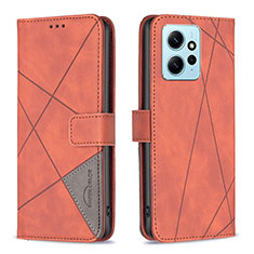 Custodia Portafoglio In Pelle Cover con Supporto B08F per Xiaomi Redmi Note 12 4G Arancione