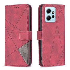 Custodia Portafoglio In Pelle Cover con Supporto B08F per Xiaomi Redmi Note 12 4G Rosso