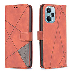 Custodia Portafoglio In Pelle Cover con Supporto B08F per Xiaomi Redmi Note 12 Turbo 5G Arancione