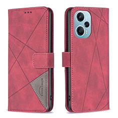 Custodia Portafoglio In Pelle Cover con Supporto B08F per Xiaomi Redmi Note 12 Turbo 5G Rosso